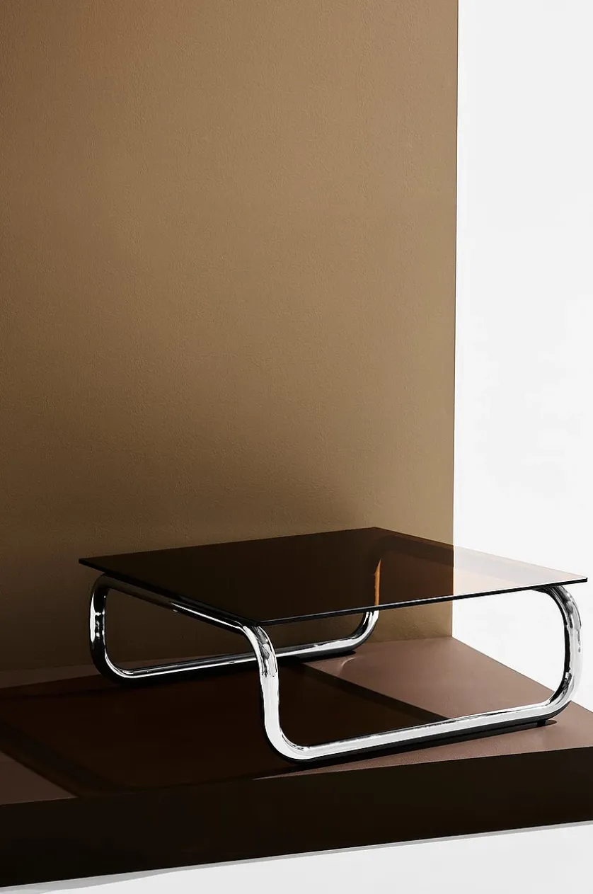 Lulu sofabord i glas og krom 80x80 cm