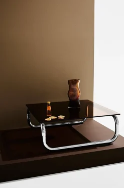 Lulu sofabord i glas og krom 80x80 cm