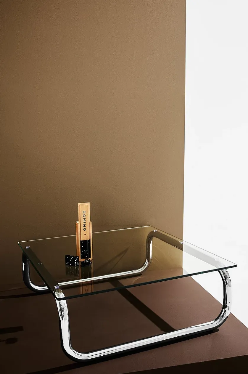 Lulu sofabord i glas og krom 80x80 cm