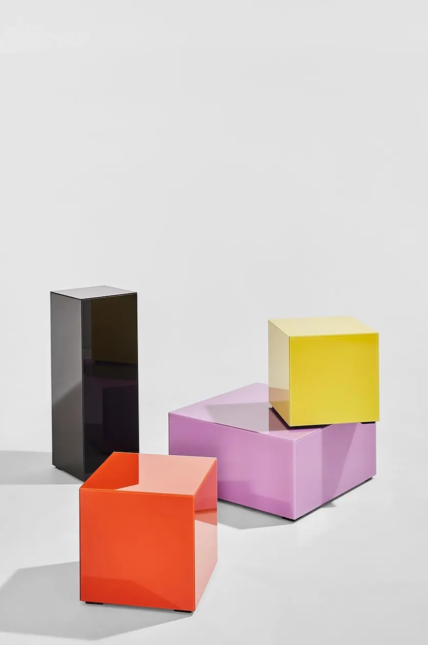 Pop bord i farvet glas 60x60 cm